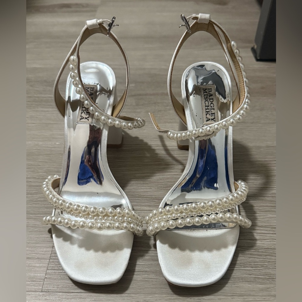 Badgley Mischka Pearl-Embellished Heels